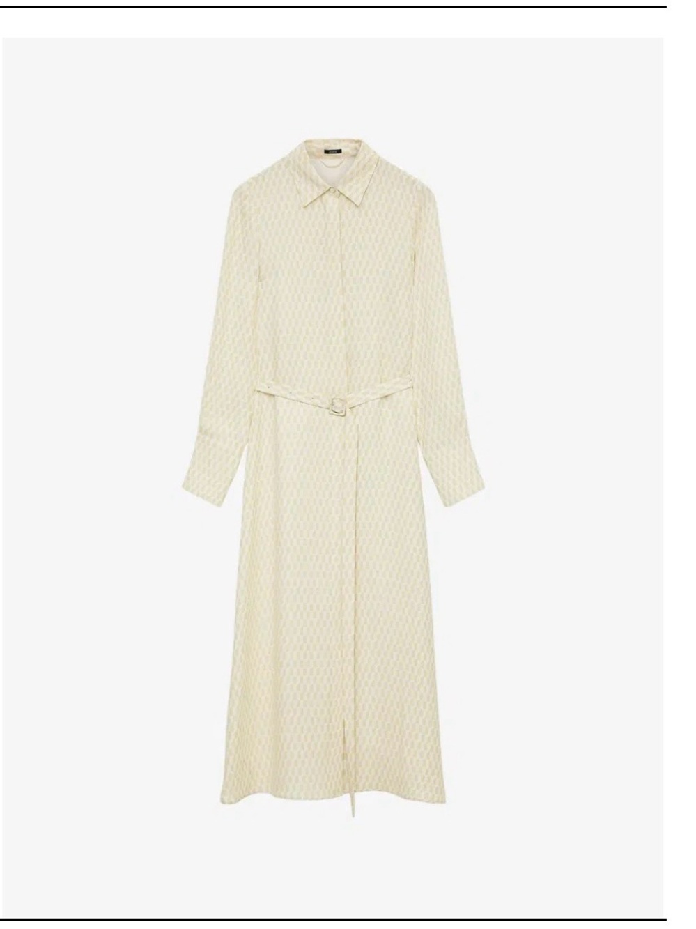 Joseph Beige and Ivory Geometric Print Silk Shirt Dress